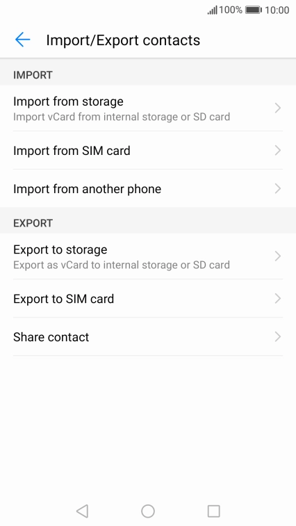 Press Import from SIM card.