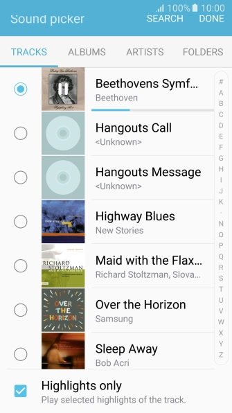 Once you've found a ring tone you like, press DONE.