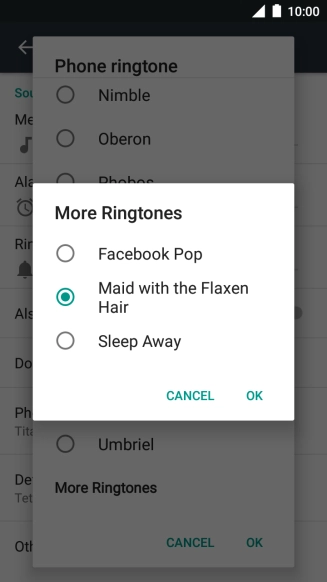 Once you've found a ring tone you like, press OK.