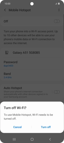 If Wi-Fi is turned on, press Turn off.