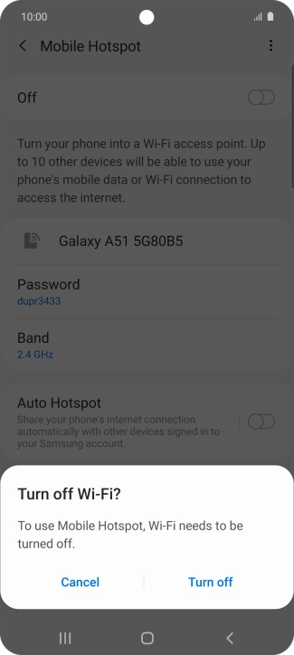 If Wi-Fi is turned on, press Turn off.