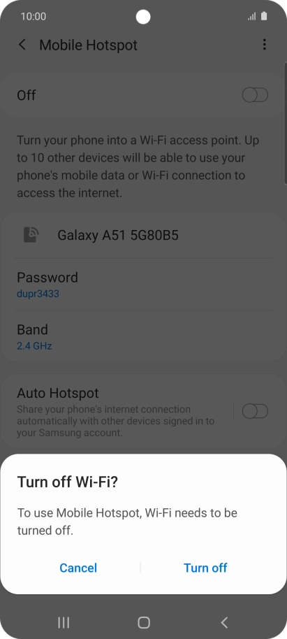If Wi-Fi is turned on, press Turn off.