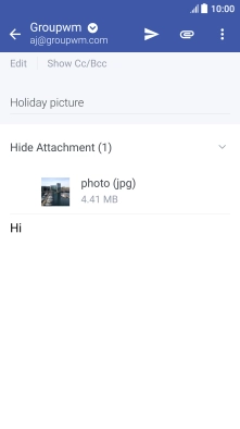 Press the send icon when you've finished your email message.