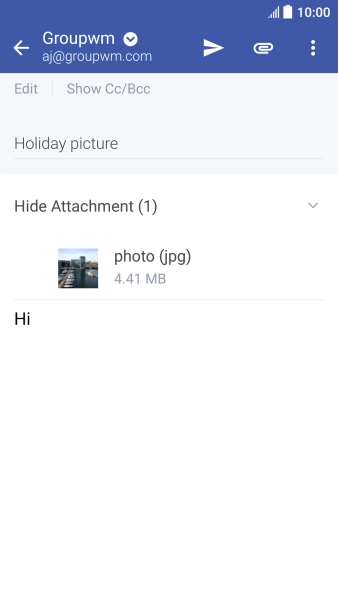 Press the send icon when you've finished your email message.