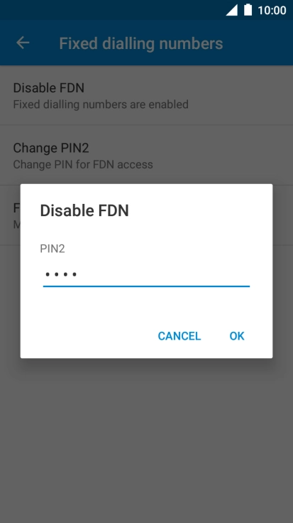 Key in your PIN2 and press OK.