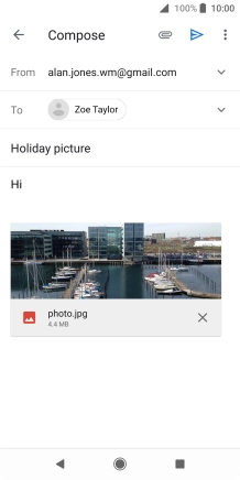 Press the send icon when you've finished your email message.