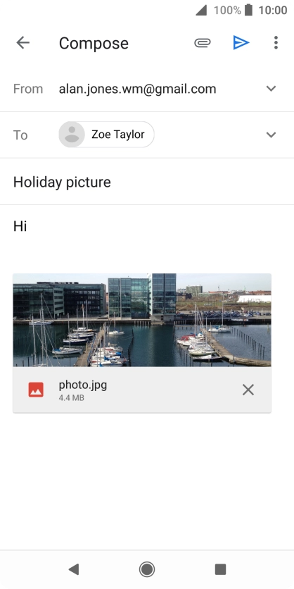 Press the send icon when you've finished your email message.