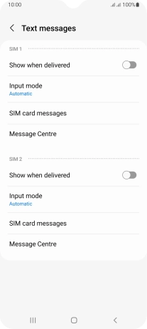 Press Message Centre below the required SIM.