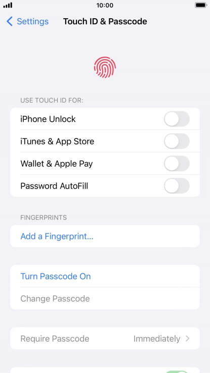 Press Turn Passcode On and key in a phone lock code of your own choice twice.