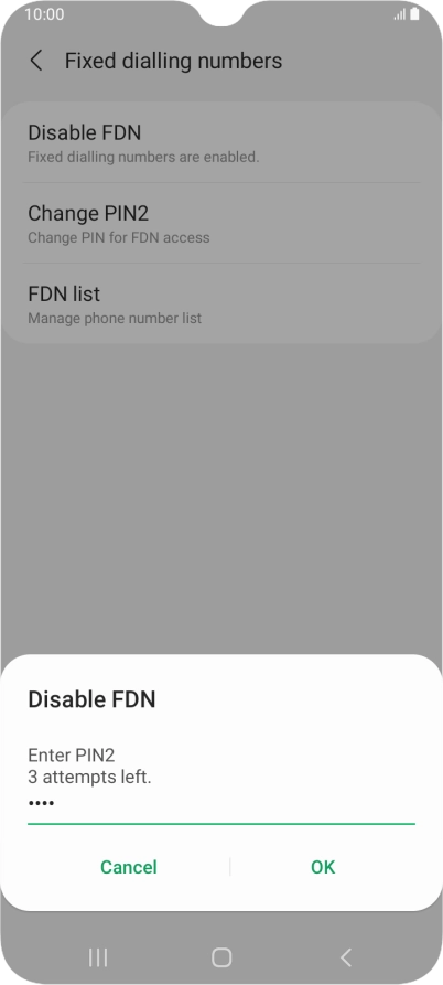 Key in your PIN2 and press OK.