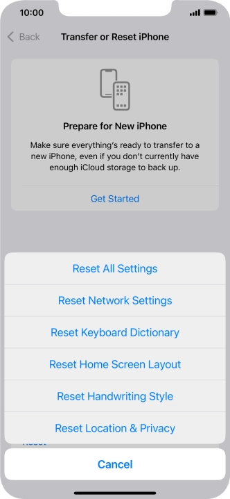 Press Reset All Settings.