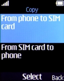 Select From phone to SIM card.