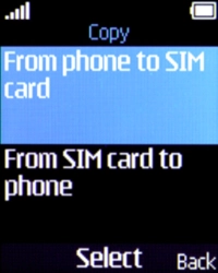Select From phone to SIM card.