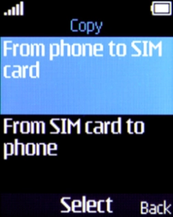 Select From phone to SIM card.