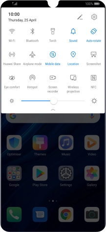 Press Mobile data to turn the function on or off.