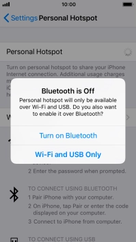 If Wi-Fi is turned on, press Wi-Fi and USB Only.