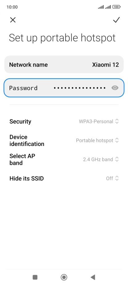 Press the confirm icon.