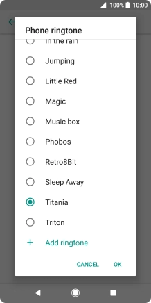 Press the required ring tone to hear it.