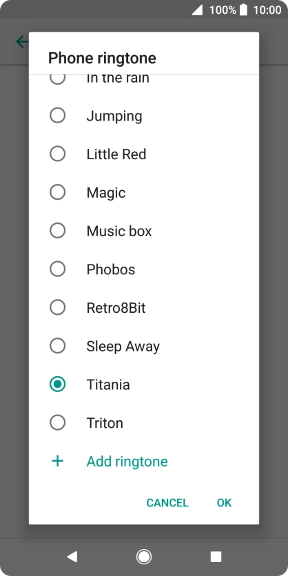 Press the required ring tone to hear it.