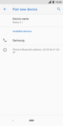 Press the required Bluetooth device and follow the instructions on the screen to pair the device with your phone.