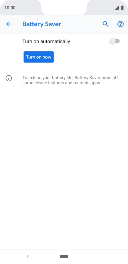 Press Turn on now to turn on the function.