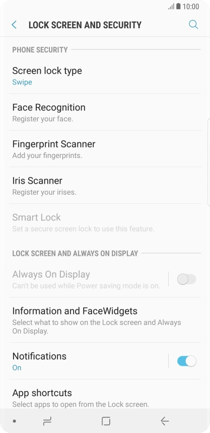 Press Iris Scanner.