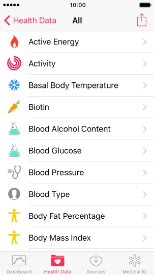 Press the required information type.