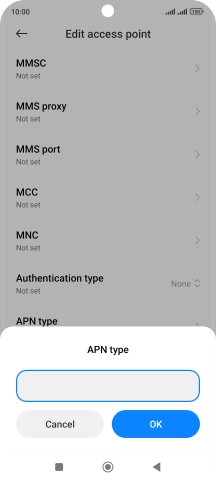 Key in default and press OK.