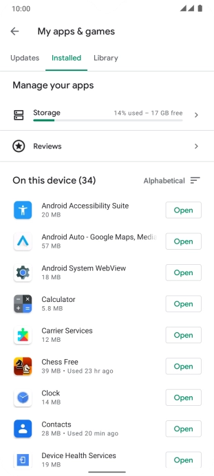 Press the required app.