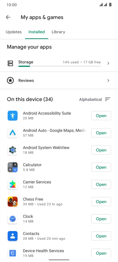 Press the required app.