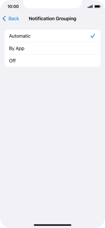 Press the required setting.
