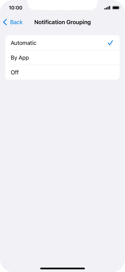 Press the required setting.