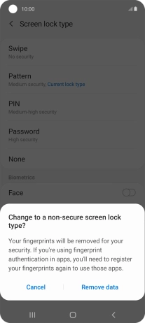 Press Remove data.