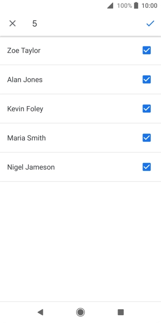 Press the fields next to the required contacts to select them.