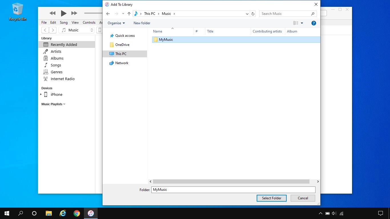 Go to the required file or folder in your computer's file system and follow the instructions on the screen to add a file or folder to the iTunes library.