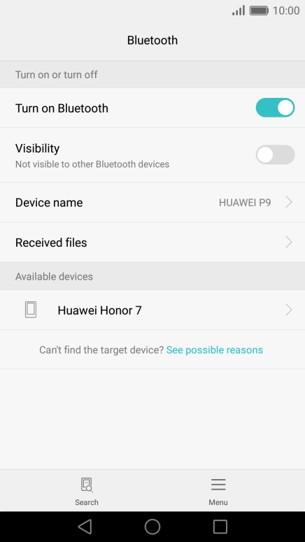 Press the required Bluetooth device and follow the instructions on the screen to pair the device with your phone.