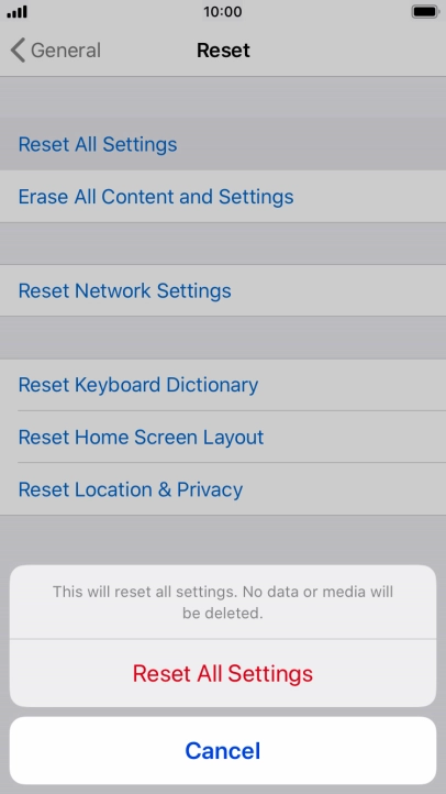 Press Reset All Settings.