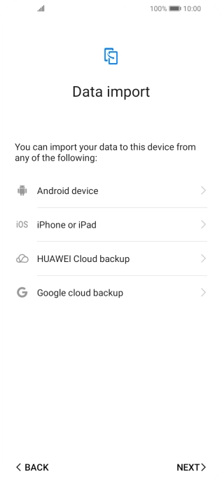 You can transfer the contents of another phone to your phone when it's activated for the first time and after a factory reset. When this screen is displayed, your phone is ready to transfer contents from another phone.