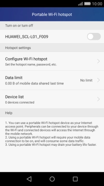 Press Configure Wi-Fi hotspot.