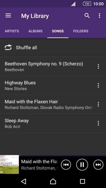 Press the song title.