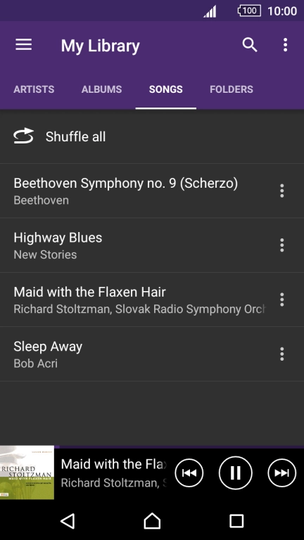 Press the song title.