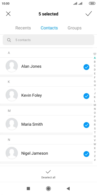 Press the confirm icon.