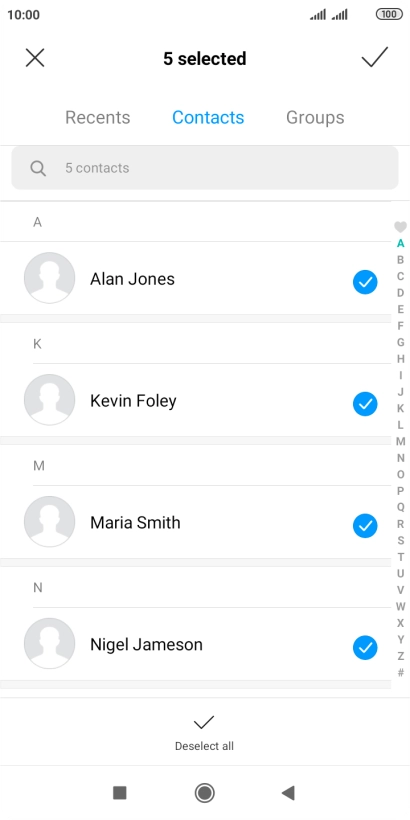 Press the confirm icon.
