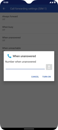 Key in (prefix) 5 (your phone number) and press TURN ON.