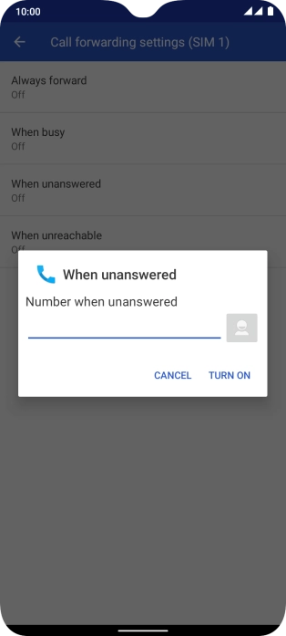 Key in (prefix) 5 (your phone number) and press TURN ON.