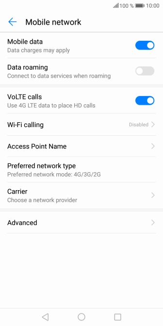 Press Preferred network type.