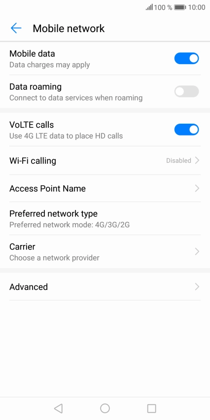 Press Preferred network type.