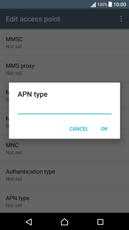 Key in default and press OK.