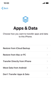 Press Don't Transfer Apps & Data and follow the instructions on the screen to finish the activation.