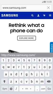 Key in the address of the required web page and press Go.